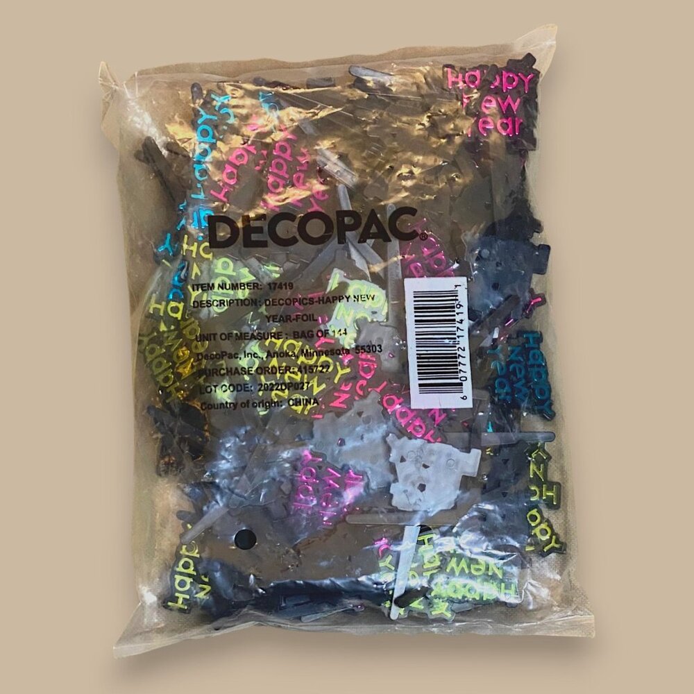 DecoPac 144 Count Happy New Year Foil DecoPics® #17419 (144/PKG) Cake Toppers